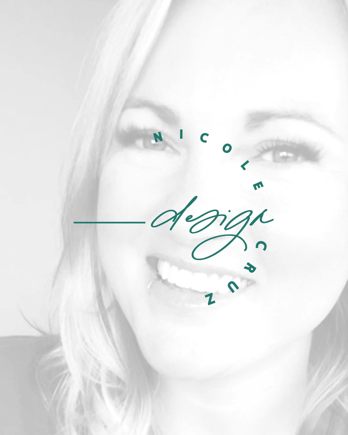 Nicole, Nicole Cruz Design wordmark over a softened portrait of the artist, portfolio preview